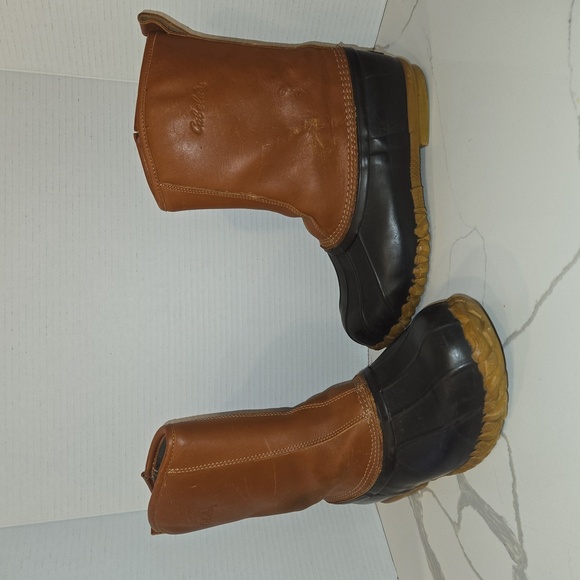 Cabelas Mens Side Zip Duck Boots Leather Steel Shank Thinsulate Size 9 - Picture 1 of 12